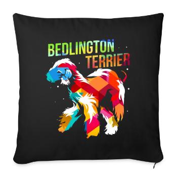 Bedlington Terrier - Housse de coussin décorative 45 x 45 cm - noir - Devant