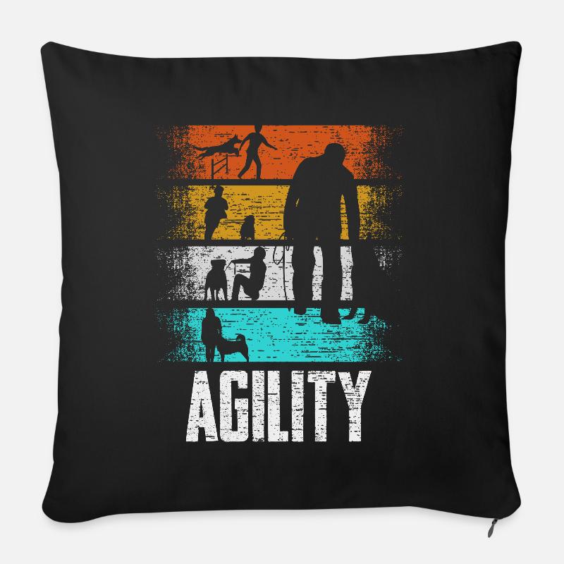 Agility Retro Hundeturnier Geschenk - Sofakissenbezug 45 x 45 cm - Schwarz