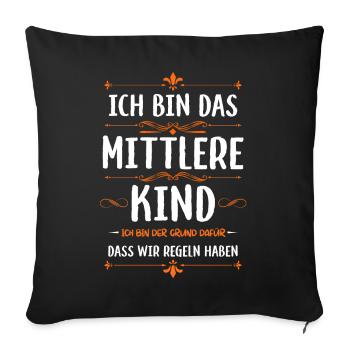 Plus jeune cadeau d'enfant d'âge moyen - Housse de coussin décorative 45 x 45 cm - noir - Devant