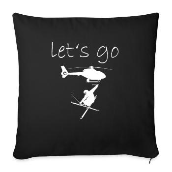 Skier Helicopter Skiing Heli Ski Skier - Sofa pillowcase 17,3'' x 17,3'' (45 x 45 cm) - black - Front
