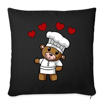 Teddy Chef Chef Chefs Cook Host - Sofa pillowcase 17,3'' x 17,3'' (45 x 45 cm) - black - Front