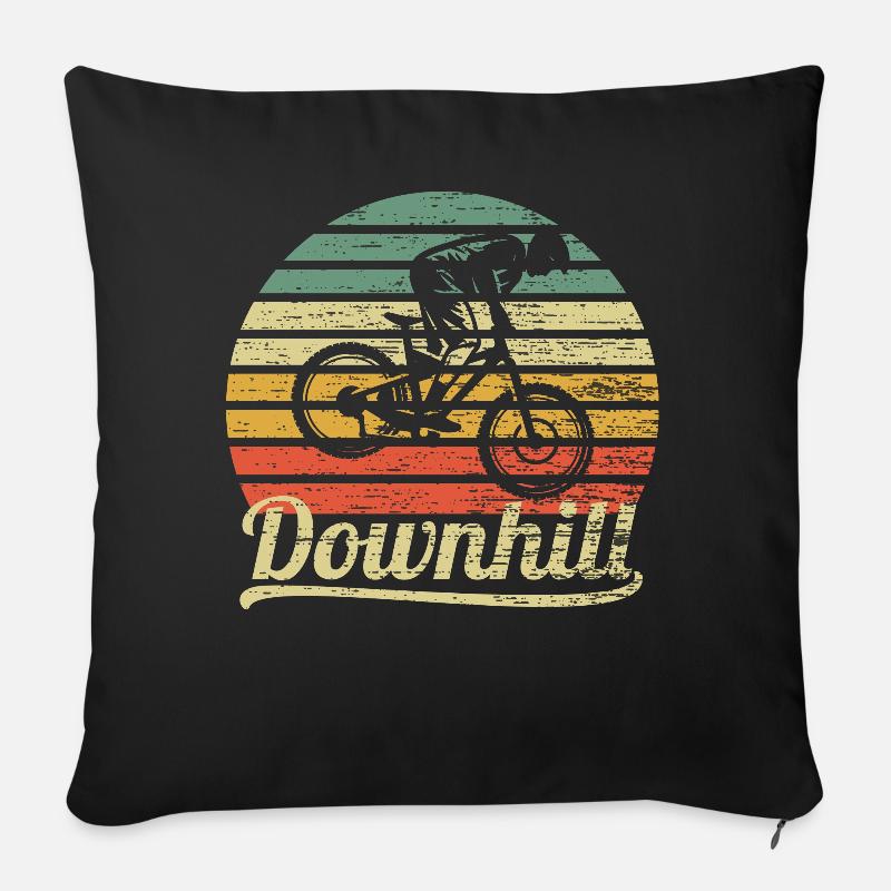 Downhill Mountainbike Geschenk - Sofakissenbezug 45 x 45 cm - Schwarz