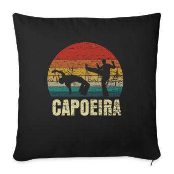 Capoeira Rétro coeur cadeau - Housse de coussin décorative 45 x 45 cm - noir - Devant