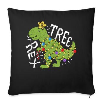 Dinosaurier Weihnachten - Sofakissenbezug 45 x 45 cm - Schwarz - Vorne