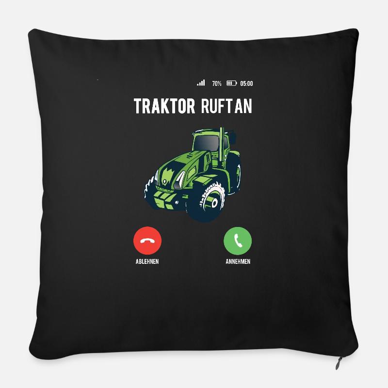 Lustige Sprüche Landwirtschaft Acker Bauer Traktor - Sofakissenbezug 45 x 45 cm - Schwarz