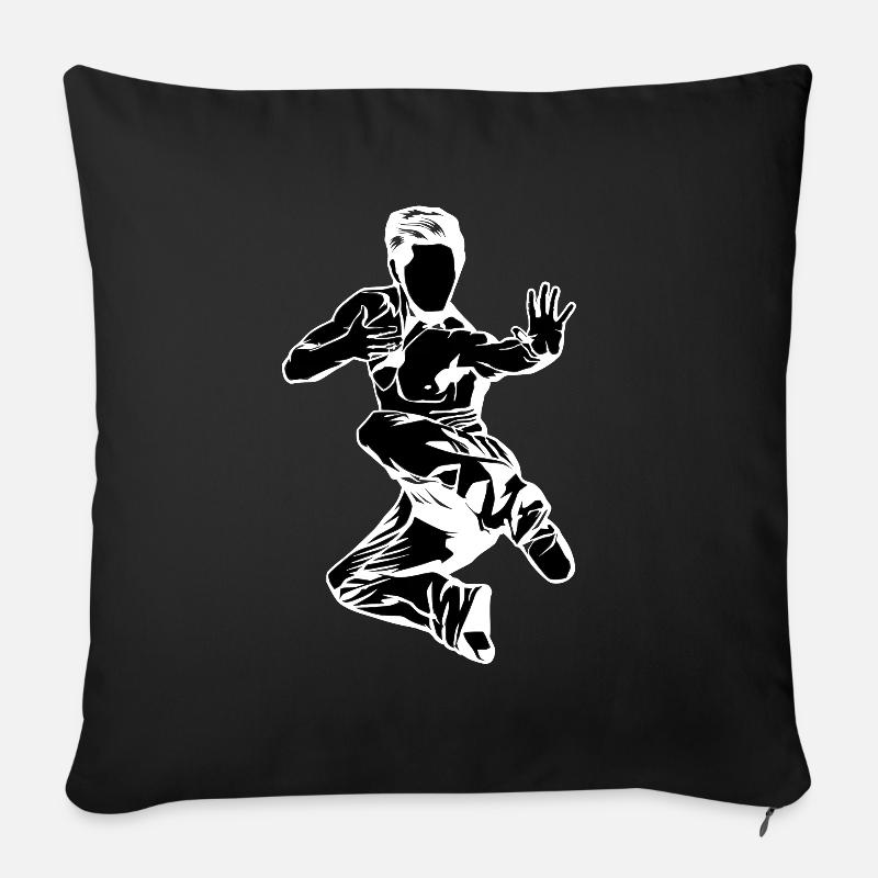 Kung Fu - Housse de coussin décorative 45 x 45 cm - noir