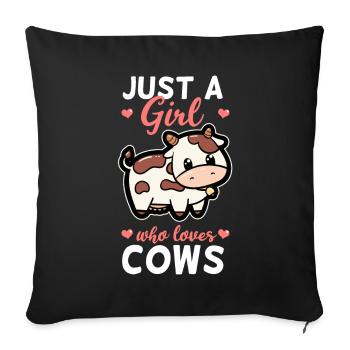 Juste une fille qui aime les vaches - Housse de coussin décorative 45 x 45 cm - noir - Devant