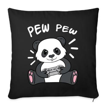 Pew Pew Panda - Sofa pillowcase 17,3'' x 17,3'' (45 x 45 cm) - black - Front