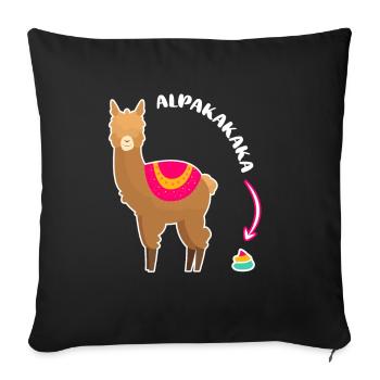 Alpakakaka Alpaka Lama Kaka - Sofakissenbezug 45 x 45 cm - Schwarz - Vorne