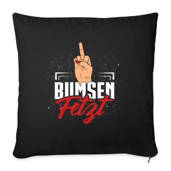 Bumsen Fetzt | Illustration mit Mittelfinger - Sofakissenbezug 45 x 45 cm - Schwarz - Vorne