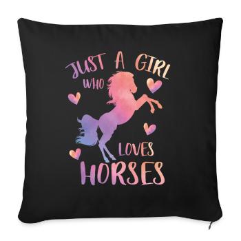 Juste une fille qui aime les chevaux - Housse de coussin décorative 45 x 45 cm - noir - Devant