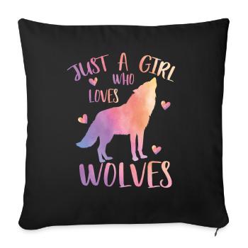 Juste une fille qui aime les loups - Housse de coussin décorative 45 x 45 cm - noir - Devant
