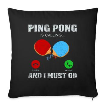 Idée de cadeau de ping-pong sur le ping-pong - Housse de coussin décorative 45 x 45 cm - noir - Devant