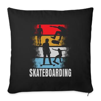 Skateboard Skate Retro Gift - Housse de coussin décorative 45 x 45 cm - noir - Devant