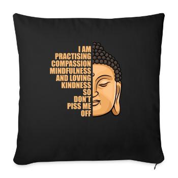 Bouddha - Housse de coussin décorative 45 x 45 cm - noir - Devant