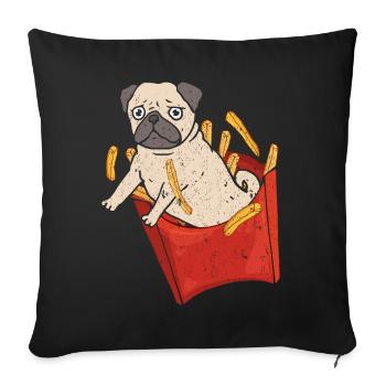 French Bulldog jumps out of chips box - Sofa pillowcase 17,3'' x 17,3'' (45 x 45 cm) - black - Front