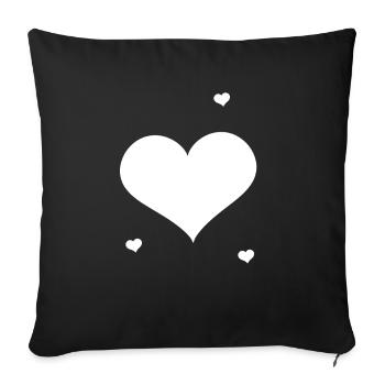 Coeur coeur amour - Housse de coussin décorative 45 x 45 cm - noir - Devant