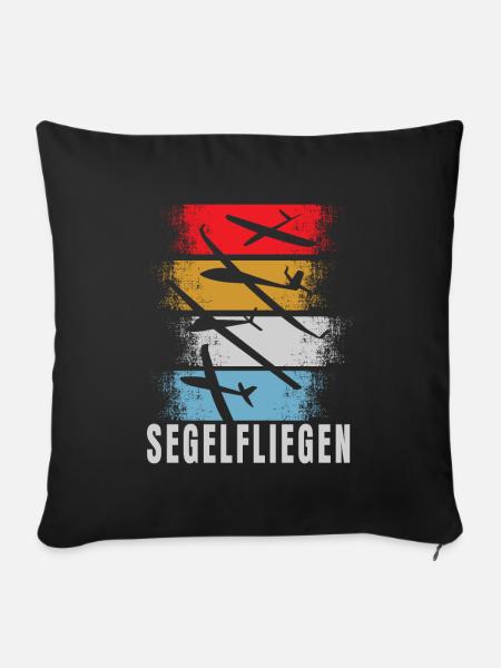 Segelfliegen Retro - Sofakissenbezug 45 x 45 cm - Schwarz