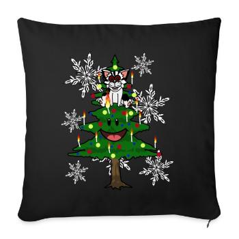 Cats Christmas Christmas Santa Xmas Christmas tree - Sofa pillowcase 17,3'' x 17,3'' (45 x 45 cm) - black - Front