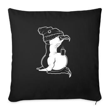Tux Linux Penguin Coffee Break Ordinateur Freak Nerd - Housse de coussin décorative 45 x 45 cm - noir - Devant