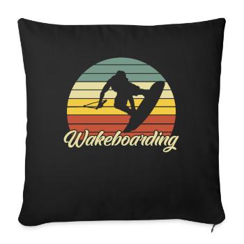 Cadeau de wakeboard - Housse de coussin décorative 45 x 45 cm - noir - Devant