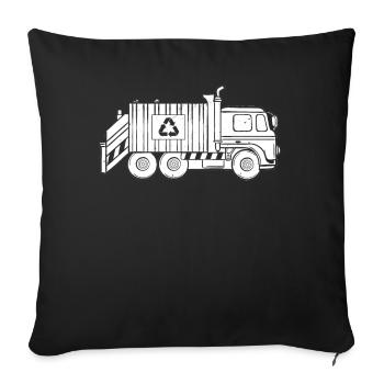 Garbage Truck Garbage Collection Garbage Truck Garbage Man - Sofa pillowcase 17,3'' x 17,3'' (45 x 45 cm) - black - Front
