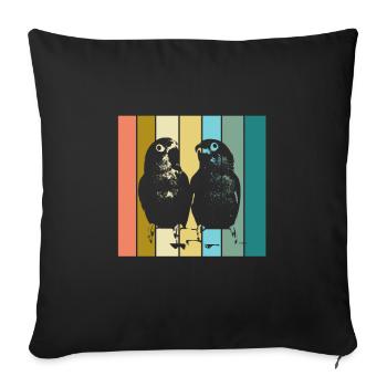 Agapornis Inseparable Retro Gift Design - Sofa pillowcase 17,3'' x 17,3'' (45 x 45 cm) - black - Front