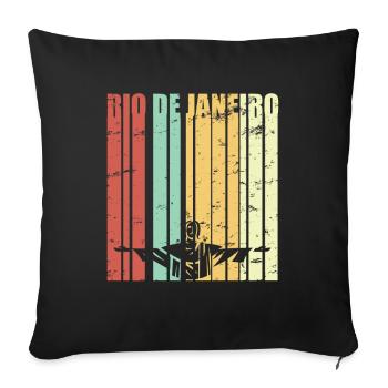 Rio de Janeiro Brésil Brésil cadeau - Housse de coussin décorative 45 x 45 cm - noir - Devant