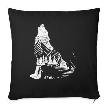 Loup nature nature environnement forêt - Housse de coussin décorative 45 x 45 cm - noir - Devant