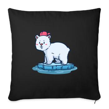 Enfant ours polaire - Housse de coussin décorative 45 x 45 cm - noir - Devant