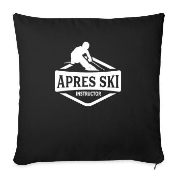 Fête Ski vacances Apres Ski Professeur ski moniteur skier - Housse de coussin décorative 45 x 45 cm - noir - Devant