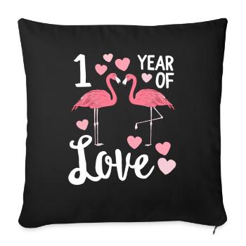 Anniversaire assorti avec Flamingo d'un an - Housse de coussin décorative 45 x 45 cm - noir - Devant