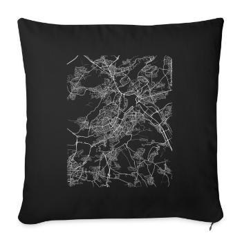Minimal Stuttgart city map and streets - Sofa pillowcase 17,3'' x 17,3'' (45 x 45 cm) - black - Front