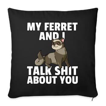 Furette douce drôle belette animal de compagnie - Housse de coussin décorative 45 x 45 cm - noir - Devant