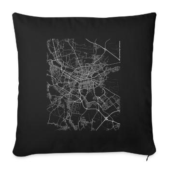 Minimal Nuremberg city map and streets - Sofa pillowcase 17,3'' x 17,3'' (45 x 45 cm) - black - Front