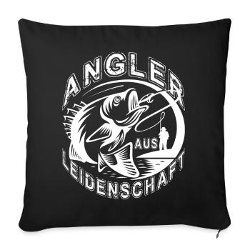 Angeln Anglerspruch lustiger Angler Spruch Fischer - Sofakissenbezug 45 x 45 cm - Schwarz - Vorne