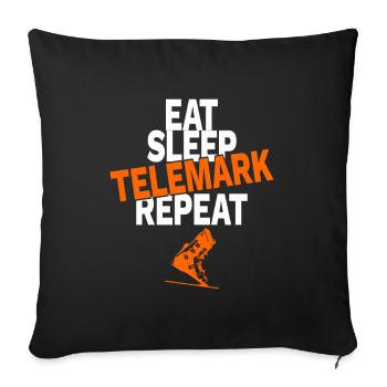 Telemark skiing nordic ski gift - Sofa pillowcase 17,3'' x 17,3'' (45 x 45 cm) - black - Front