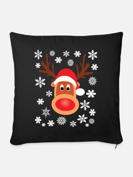 Rudolf Rentier Rote Nase Weihnachten Xmas - Sofakissenbezug 45 x 45 cm - Schwarz