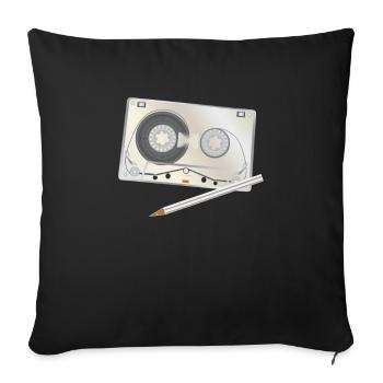 Cassette Tape Pencil Mixtape - Housse de coussin décorative 45 x 45 cm - noir - Devant