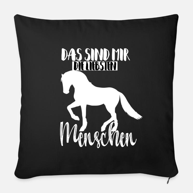Pferde liebste Menschen lustig süß Kaltblut reiten - Sofakissenbezug 45 x 45 cm - Schwarz