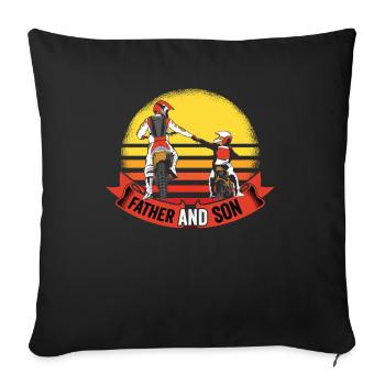 Motocross - père et fils - Housse de coussin décorative 45 x 45 cm - noir - Devant