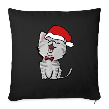 joli chat de Noël tomcat noël chat de noël - Housse de coussin décorative 45 x 45 cm - noir - Devant