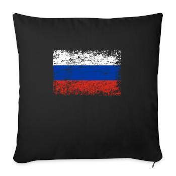 Russia Russian flag flag used-look - Sofa pillowcase 17,3'' x 17,3'' (45 x 45 cm) - black - Front