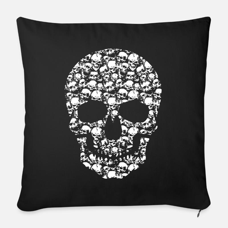 Totenköpfe in Totenkopf - Sofakissenbezug 45 x 45 cm - Schwarz