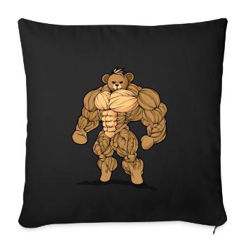 Muscular teddy bear - Sofa pillowcase 17,3'' x 17,3'' (45 x 45 cm) - black - Front