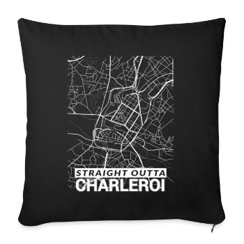 Straight Outta Charleroi center city map - Sofa pillowcase 17,3'' x 17,3'' (45 x 45 cm) - black - Front