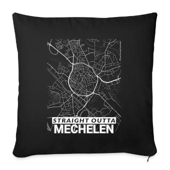 Straight Outta Mechelen Stadtplan und Straßen - Sofakissenbezug 45 x 45 cm - Schwarz - Vorne