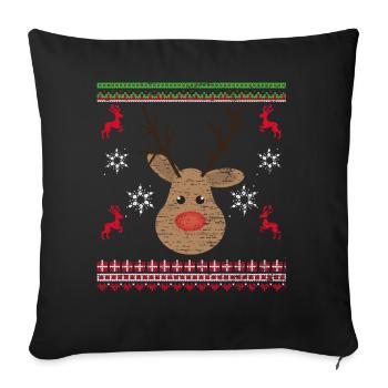Noël renne Noël moche - Housse de coussin décorative 45 x 45 cm - noir - Devant