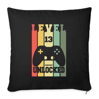 Niveau 13 Achievement Design 13e anniversaire débloqué - Housse de coussin décorative 45 x 45 cm - noir - Devant