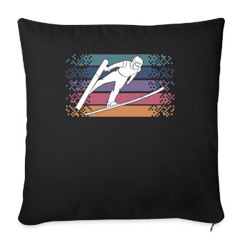 Saut à ski rétro vintage - Housse de coussin décorative 45 x 45 cm - noir - Devant